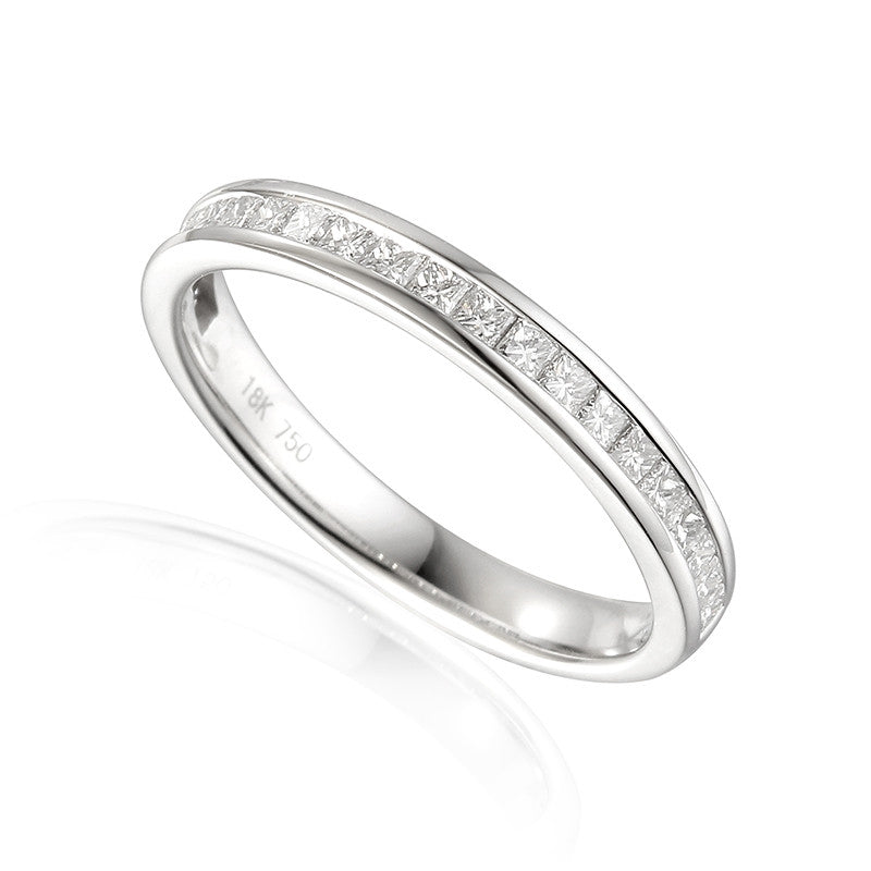 CHANNEL SET PRINCESS CUT DIAMOND ETERNITY OR WEDDING RING-Plain Wedding Band-Design Centre Jewellery