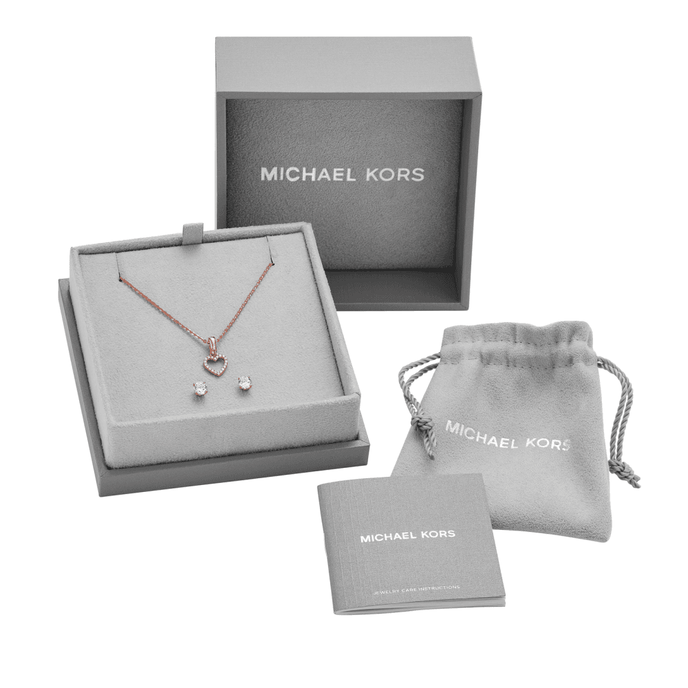 Michael Kors Jewellery-<BR>14k Rose Gold<BR/> Open Heart Pendant Set