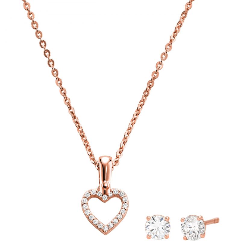 Michael Kors Jewellery-<BR>14k Rose Gold<BR/> Open Heart Pendant Set