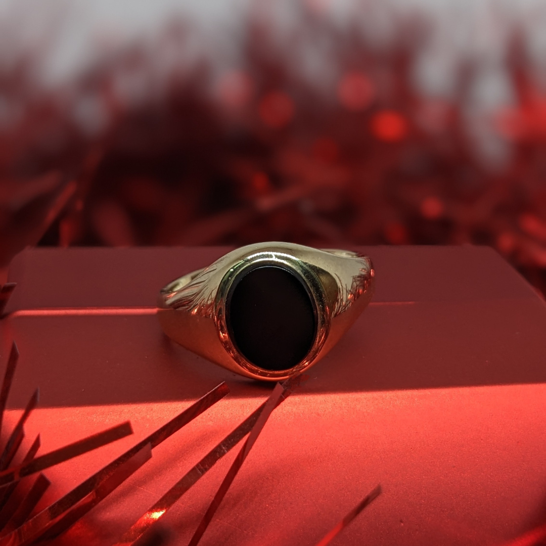 Design Centre Jewellery-Black Onyx Oval Signet Ring