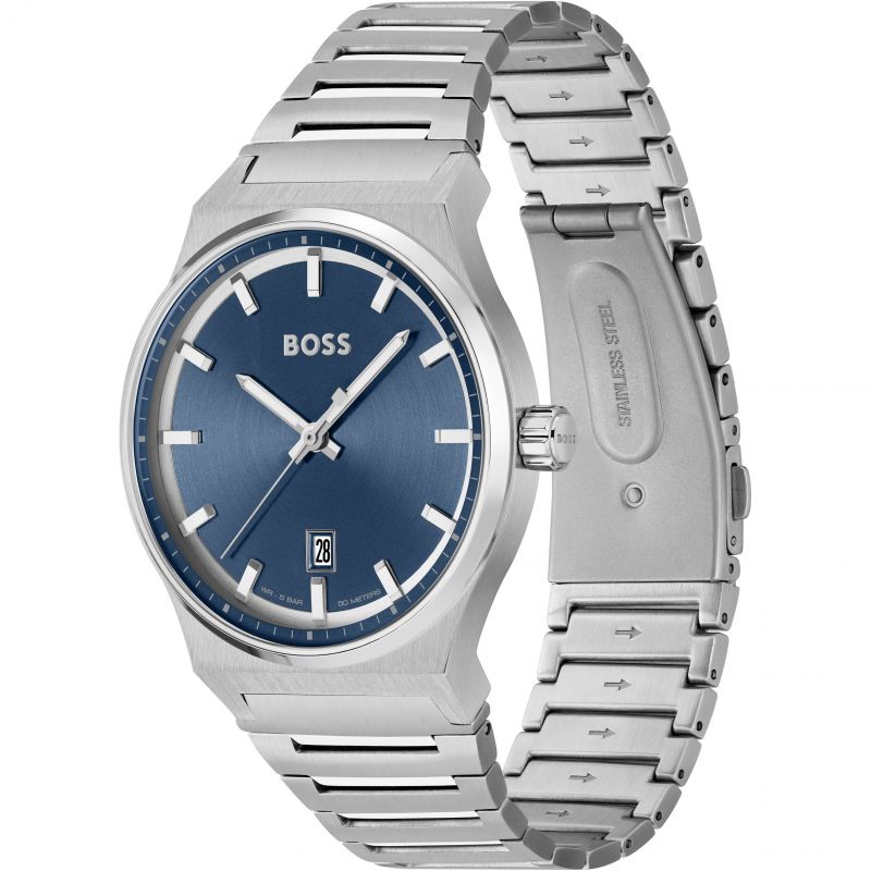 <BR>Candor Blue Baton Dial<BR/>(1514076)-Boss-Design Centre Jewellery