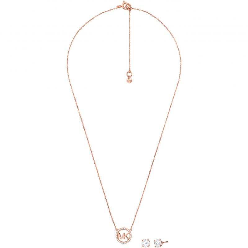 Michael Kors Jewellery-<BR>14K Rose Gold<BR/>MK Logo Pendant Set