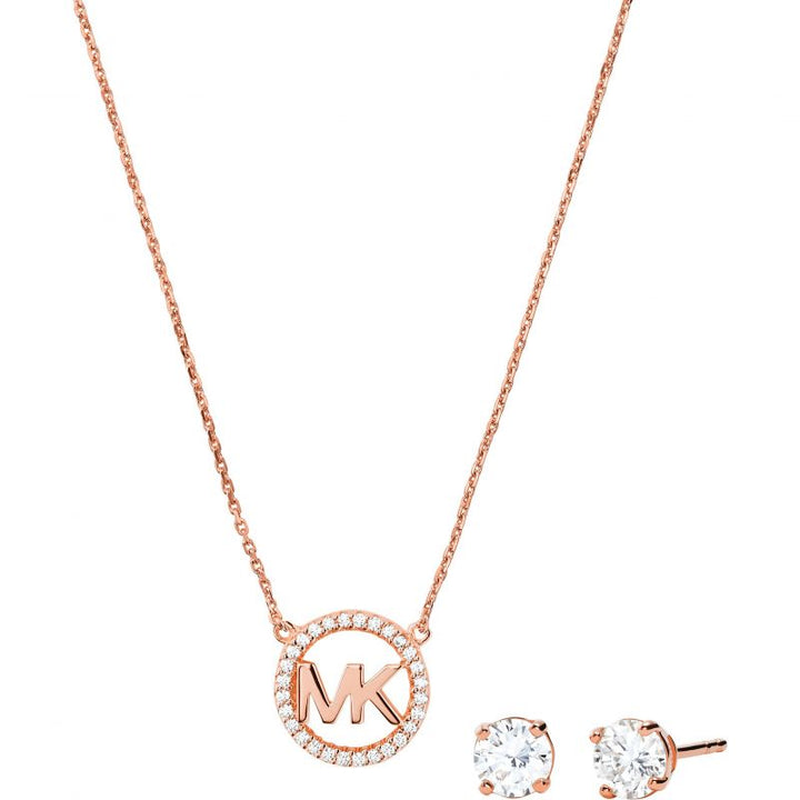 Michael Kors Jewellery-<BR>14K Rose Gold<BR/>MK Logo Pendant Set