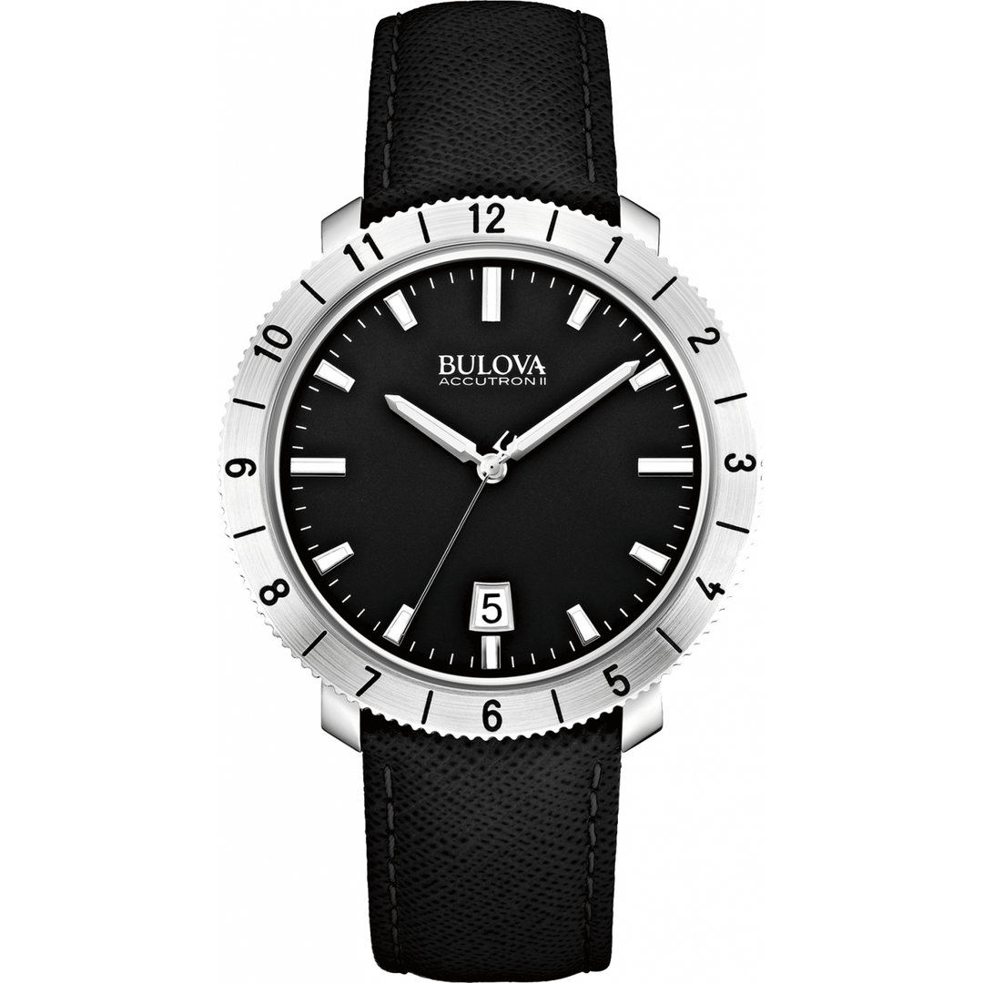 Bulova-<BR>Accutron II Black Leather<BR/>(96B205)