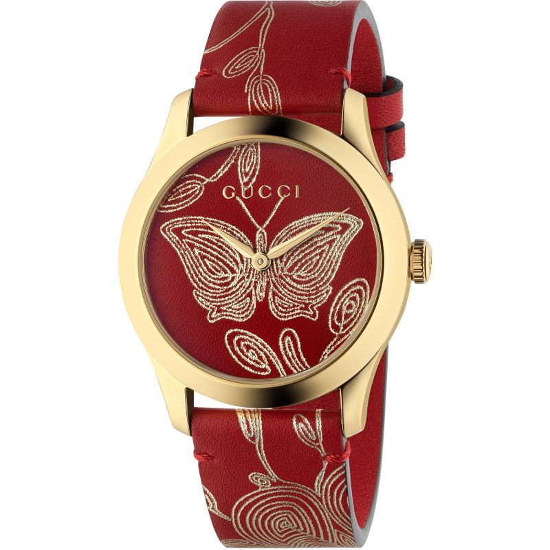 Gucci-<BR>Gucci G-Timeless Red Leather Strap<BR/>(YA1264054)