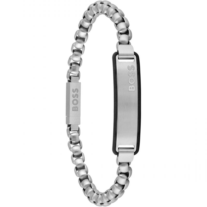 Boss-<BR>ID Tag Steel and Silicone Bracelet<BR/>(1580049M)