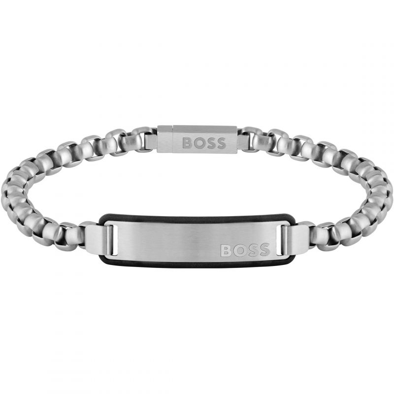 Boss-<BR>ID Tag Steel and Silicone Bracelet<BR/>(1580049M)