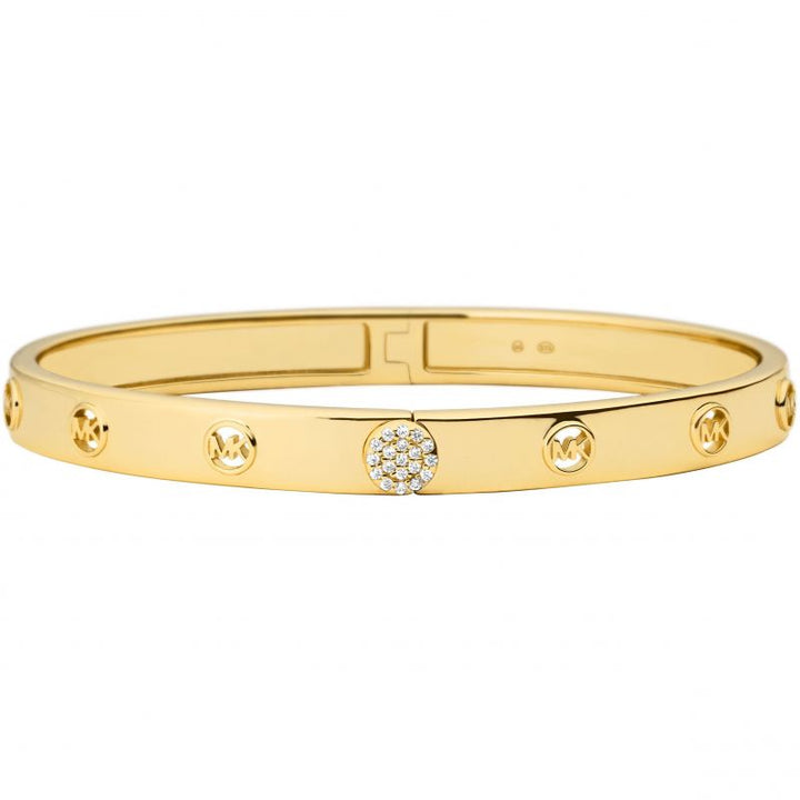 <BR/>Michael Kors Gold Plated MK Logo Bangle<BR/>(MKC1548AN710)