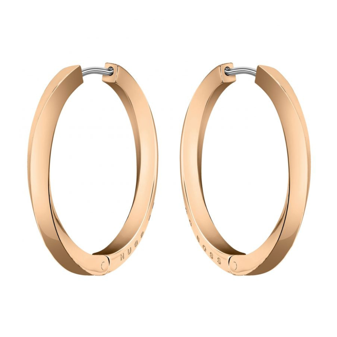 Boss Signature Rose Hoop Earrings