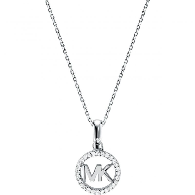 Michael Kors Jewellery-<BR>Sterling Silver MK Logo Necklace<BR/>(MKC1108AN040)