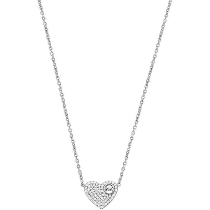 Michael Kors Jewellery-<BR>Sterling Silver Pave Heart Necklace<BR/>(MKC1528AN040)