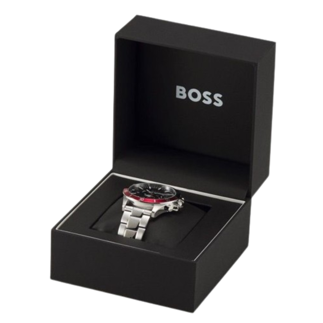 <BR>Troper Chronographer Red and Blue Bezel<BR/>(1514108)-Boss-Design Centre Jewellery