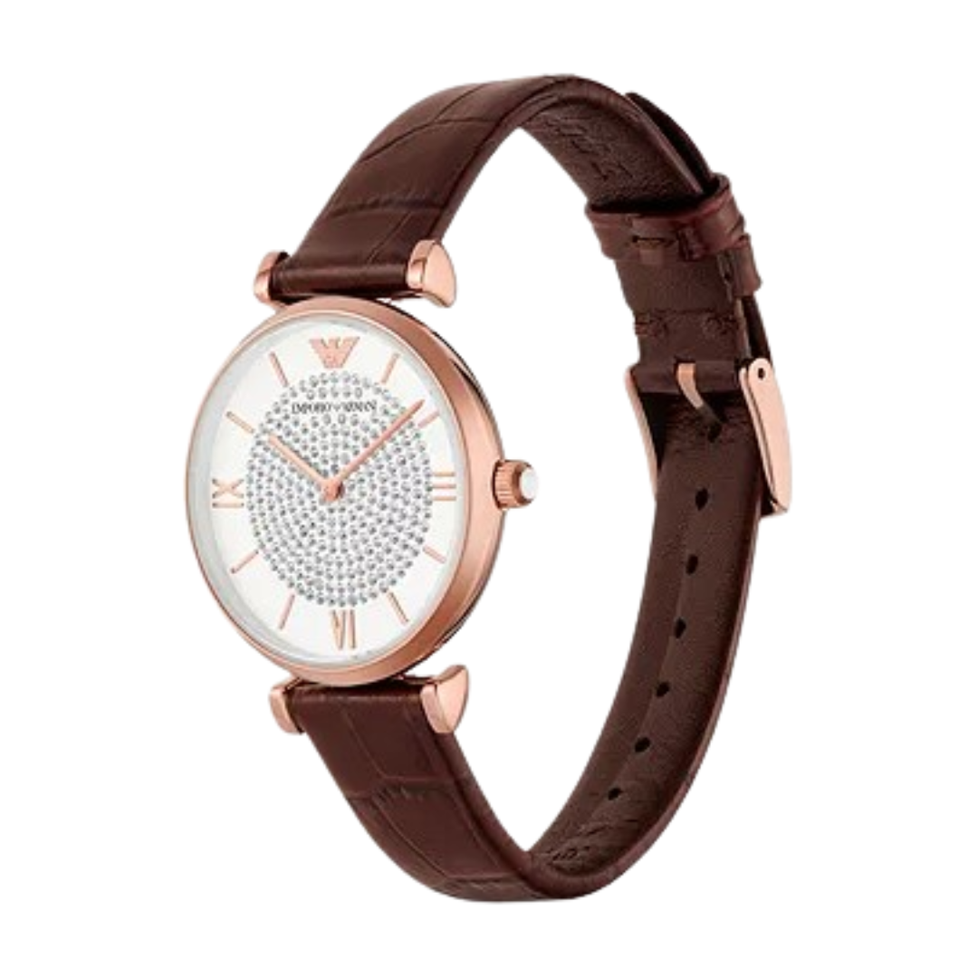 <BR>Two-Hand Brown leather<BR/>(AR11269)-Emporio Armani-Design Centre Jewellery