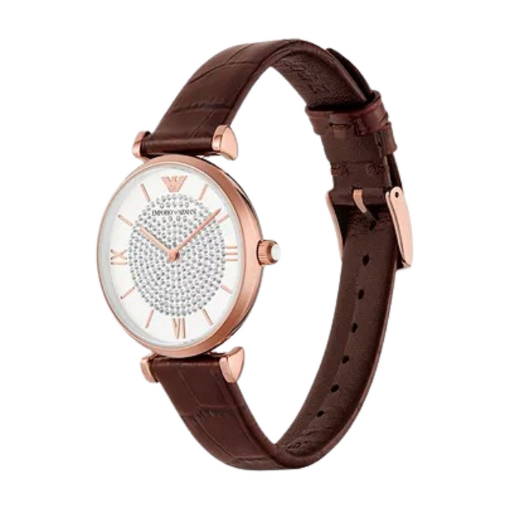 <BR>Two-Hand Brown leather<BR/>(AR11269)-Emporio Armani-Design Centre Jewellery