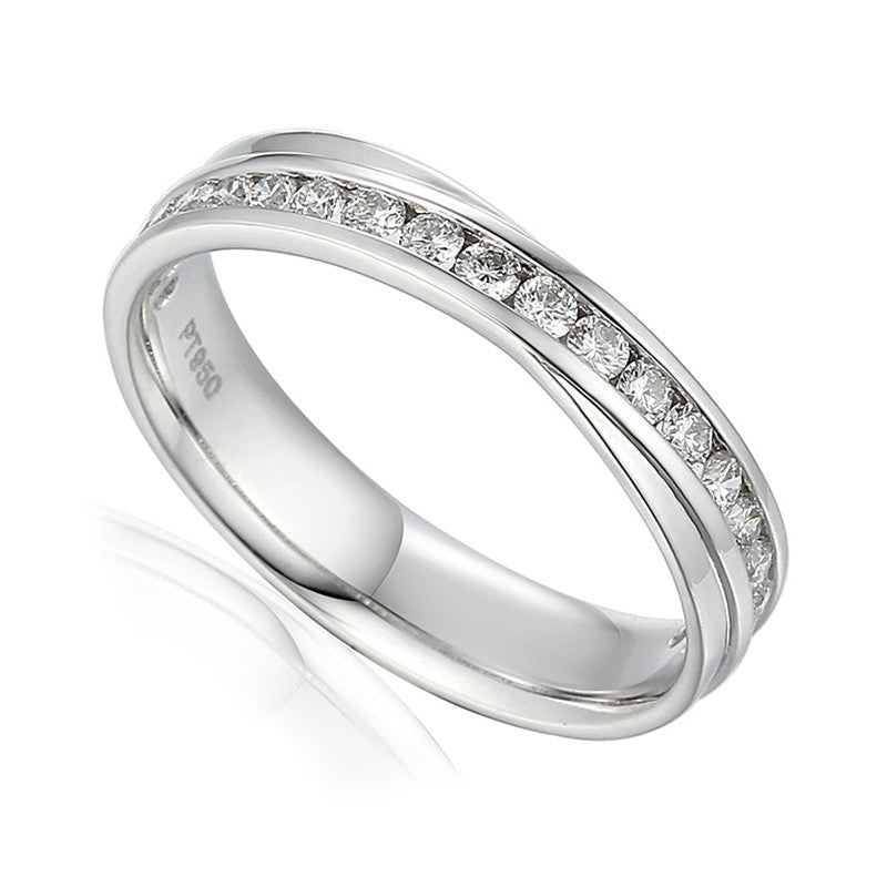 CROSS OVER DIAMOND SET WEDDING RING-Plain Wedding Band-Design Centre Jewellery