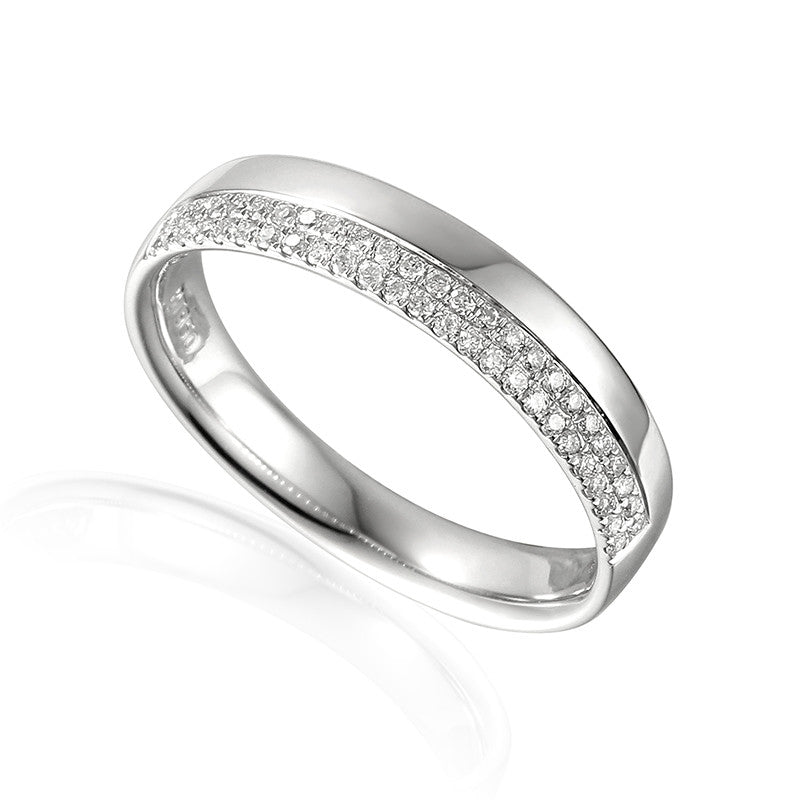 OFFSET DOUBLE ROW DIAMOND SET WEDDING RING-Plain Wedding Band-Design Centre Jewellery