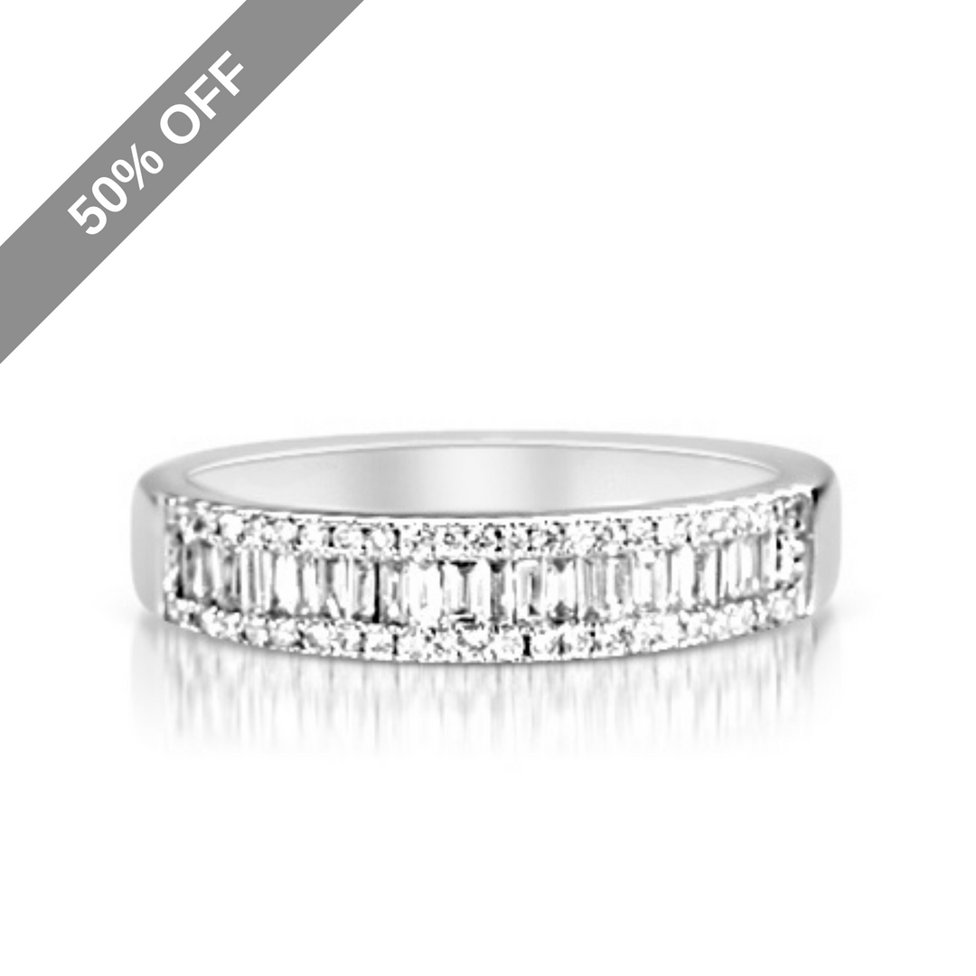 White Gold Ladies Dress Ring With Round & Baguette Diamonds <br/><br/>RRP £1550-Design Centre Jewellery